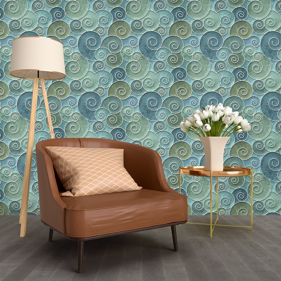 Self adhesive wallpaper,WALLPAPER,Blue Verticle Leaves Self Adhesive Texture Surface PVC Wallpaper